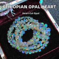 Ópalo Etíope Natural Briolette, Corte Corazón Opalescente Liso, 5-7mm, Peso Personalizable, Cuentas de Piedras Preciosas Sueltas para Hacer Collares