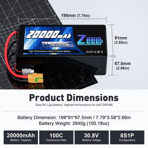 Zeee 신형 고전압 8S 30.8V 20000mAh 100C FPV/UAV 드론 리포 배터리 6S/7S/8S - Product Image 2
