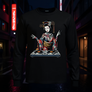 Camiseta de Manga Larga Dj Geisha, Cuello Redondo, Unisex, Adulto, Impresión Digital Japonesa, Ropa Promocional - Product Image 4