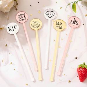 Name Drink Stirrers, Custom Acrylic <b>Cocktail</b> Swizzle Sticks, Wedding Party Decorations & Bar <b>Accessories</b> - Product Image 3