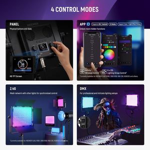 Kit d'éclairage vidéo <span class=keywords><strong>Neewer</strong></span> <span class=keywords><strong>2</strong></span> Pack Pl60c Rgb Led Panel avec supports lumineux amortis par ressort de 6,6 pieds/<span class=keywords><strong>2</strong></span> m/sac, contrôle par application/<span class=keywords><strong>2</strong></span>,4 G/DMX, 60 W - Product Image 5