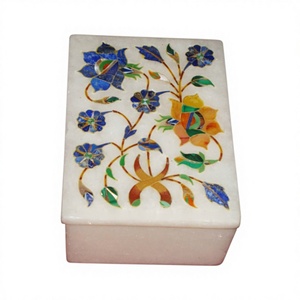 Decorative Marble Inlay Handmade <b>Floral</b> Pattern Jewelry <b>Box</b> for Home Decoration - Product Image 1