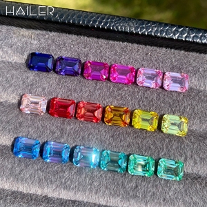 Fine Jewelry Wedding Eternity Band <strong>Rings</strong> <strong>Silver</strong> 925 <strong>Emerald</strong> Cut Lab Rainbow Sapphire Engagement <strong>Ring</strong> Promise <strong>Rings</strong> for Women - Product Image 6