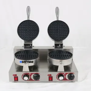 Heavybao çift kafa Waffle Baker kek yapma aperatif makinesi ticari Waffle makinesi profesyonel Waffle kek makinesi yapma makinesi