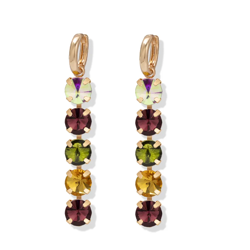 New Designs 18k Gold Huggie Earrings 5 Bling Crystal Stones Earrings Women