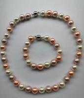 Collar anudado con perlas naturales de 12mm para mujer, colorido, venta al por mayor
