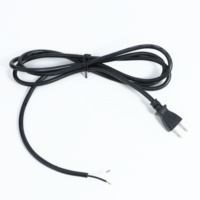 Cable de Alimentación de 2 Pines con Certificación PSE para Japón, VCTF 0.75mm² 1.5m, Extremo Semi-Desencapado, Cable de PVC Negro para Electrodomésticos