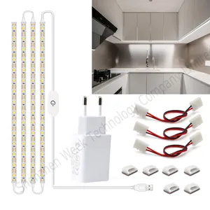 Sob a Iluminação Do Armário LED Strip Flexível Luzes Sob As Luzes Contra para o Armário Da Cozinha Monitor de Mesa Prateleira de Volta Branco Quente