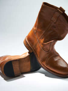 <strong>Women's</strong> Maillard Western <strong>Boots</strong> Italian Horsehide Vintage Washed Handmade V-Cut Ankle Block Heel Autumn Winter <strong>Genuine</strong> <strong>Leather</strong> - Product Image 5