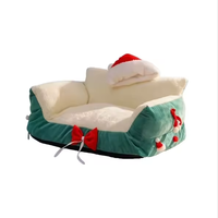 Canapé-lit pour animaux de compagnie de Noël, détachable, lavable, en velours chaud, coussin pour animaux de compagnie pour les fêtes de Noël, pour chats et chiens de petite et moyenne taille