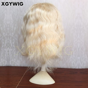 100% di scorta capelli umani brasiliani vergini Remy 14 "613 di colore # corpo corto onda senza colla 13x4 parrucche di pizzo anteriore <span class=keywords><strong>biondo</strong></span> <span class=keywords><strong>platino</strong></span> - Product Image 5