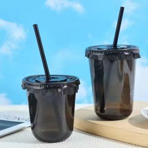 แก้ว PET ใสแบบผนังเดียว รูปตัวยู ขนาด 10oz-16oz 300ml-500ml พร้อมฝาปิดแบบใช้แล้วทิ้ง เป็นมิตรกับสิ่งแวดล้อม สำหรับน้ำผลไม้และชานมไข่มุก - Product Image 4