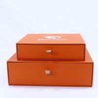 Boîte en papier orange de luxe personnalisée, rigide, ondulée, avec poignées, style tiroir, pour bijoux, montres, colliers et bagues
