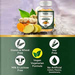 Complesso di Curcuma e Zenzero Vegano in Gommose, Neutralizza i Radicali Liberi, Lubrifica le Articolazioni <span class=keywords><strong>per</strong></span> Sportivi Quotidiani e Persone Sedentarie - Product Image 4