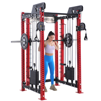 Structure de fitness tout-en-un intégrée avec double support pour haltères et guide à roulement linéaire pour un entraînement sécurisé