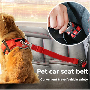 Ceinture de sécurité pour animaux de compagnie, laisse réglable pour chien, pour les voyages en véhicule, ceinture de traction durable, couleurs rouge, bleu, noir - Product Image 4