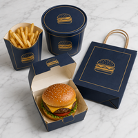 Boîte en papier personnalisée de qualité alimentaire, écologique, avec laminage mat, pour poulet frit, burgers, restauration rapide, hot-dogs à emporter
