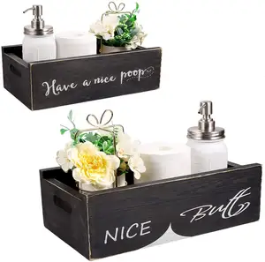 Caja de decoración de baño hecha a mano, soporte de cesta de papel higiénico, caja de almacenamiento de inodoro de madera para baño, organizador para Cocina