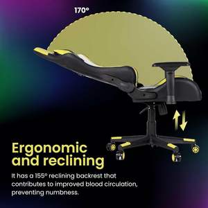 Chaise de jeu E-sports jaune confortable et moelleuse, chaise de <span class=keywords><strong>bureau</strong></span> pour jeux vidéo, support pour ordinateur portable personnalisé, chaise de jeu en cuir - Product Image 4