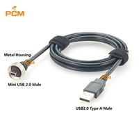 Câble USB A mâle vers Mini USB B étanche IP68 compatible Bulgin PX0441 PX0443 pour équipement industriel extérieur et instrumentation