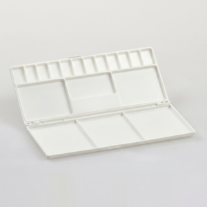 Palette de peinture aquarelle en plastique blanc SIMBALION avec couvercle, durable, 25,5 cm, plateau de mélange portable pour étudiants en art - Product Image 1