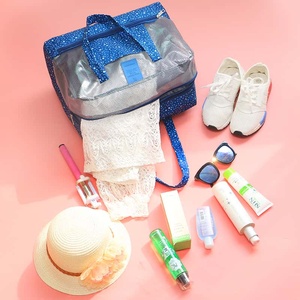 Mesh Polka Dot Duffel Bag Zipper Closure Waterproof Travel Tote For Women Bulk - Product Image 3