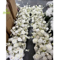 Chemin de table élégant en fleurs artificielles en soie bleu et blanc pour cérémonie de mariage, décoration de table, fond de scène de fête, salle de banquet
