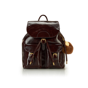 ZENOS Genuine Leather Large Capacity Retro Backpack Soft Leather Fashionable Backpack College Style Travel Shoulder Bag - Product Image 2