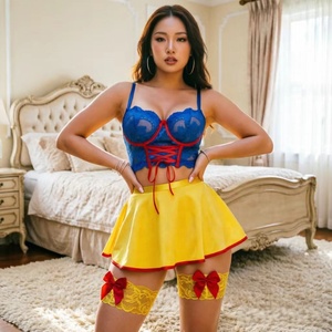 Set di Lingerie Principessa delle Fiabe ODM, <span class=keywords><strong>Costume</strong></span> Cosplay per <span class=keywords><strong>Donne</strong></span>, Top Corsetto <span class=keywords><strong>in</strong></span> Pizzo Blu, Minigonna Gialla, Abito Elegante per Festa di Halloween - Product Image 6