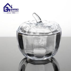 Barattolo di vetro elegante a forma di zucca con coperchio in vetro trasparente zucchero Snack ciotola da portata di frutta con coperchio vaso di vetro di zucca all'ingrosso - Product Image 3