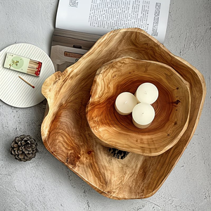 Cuencos nido de madera de teca con forma de flor, irregulares y únicos, para el hogar y la comedor. - Product Image 2