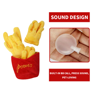 Fabbrica basso MOQ all'ingrosso Pet squittio giocattoli di peluche patatine fritte Pizza Hamburger imbottito cuscino peluche cigolante giocattoli per cani cigolanti - Product Image 3