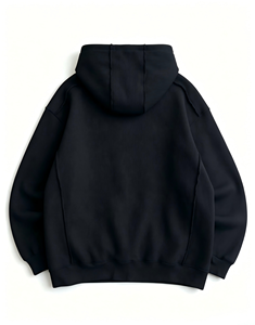 Sudadera con capucha negra con cremallera y estampado tribal abstracto Kornit DTG, sudadera extragrande de estilo grunge urbano para looks modernos - Product Image 3