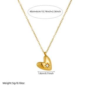 Collar con Colgante de Estrella de Ocho Puntas y Corazón, Chapado en Oro de 18K, Acero Inoxidable, Circonita Cúbica, Joyería Impermeable para Clavícula - Product Image 5