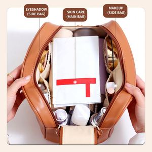Custom Luxury Travel <b>Toiletry</b> Bag Large Capacity PU Leather Cosmetic Bag Portable Multifunctional <b>Storage</b> Makeup Bag - Product Image 6