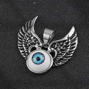 สร้อยคอจี้รูปนกอินทรีสแตนเลสสตีลประดับเพชร สไตล์เรโทร พังก์ ฮิปฮอป สีเทอร์ควอยซ์ สำหรับทุกเพศ - Product Image 2