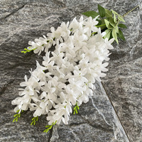 Bunga Wisteria Buatan 69cm Lima Cabang Anggrek Thailand Hiasan Dinding untuk Dekorasi Pernikahan