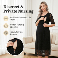 Robe de maternité élégante en dentelle pour femme enceinte, mi-longue, à manches mi-longues, pour allaitement, vente en gros