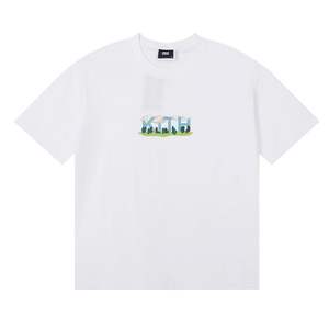 Camiseta de manga corta KITH de algodón puro de doble hilo de alta calidad con estampado de cielo azul, nubes blancas y bosque divertido para hombre y mujer - Product Image 2