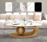Table basse moderne de luxe italienne haut de gamme, design ovale simple avec plateau en pierre, meubles de salon pour usage domestique