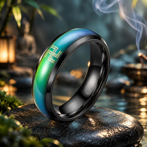 Anillo JLM de Acero Inoxidable con Patrón Tribal Termocrómico, para Hombres, Mujeres y Parejas, Anillo de Estado de Ánimo, Joyería Vintage de Fantasía, Regalo - Product Image 1