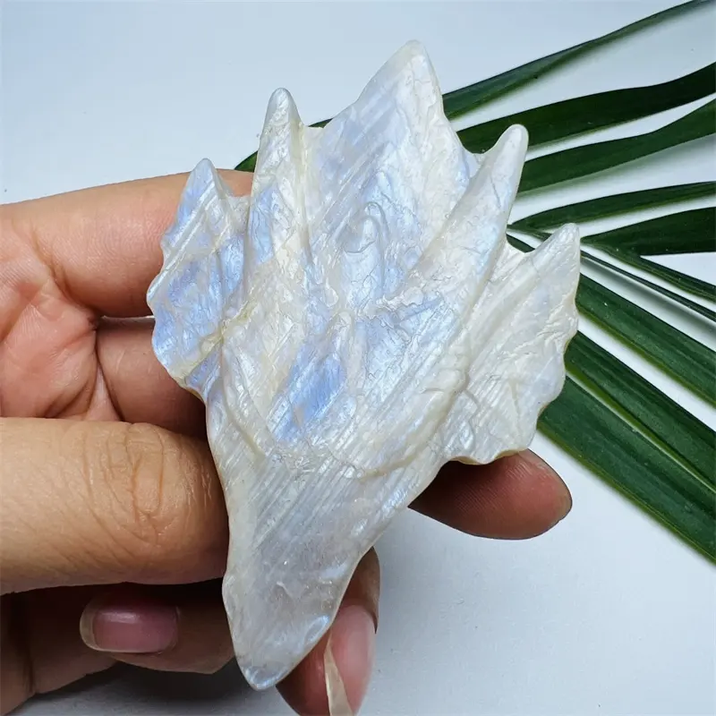 Bulk wholesale high-quality natural hand carved Blue Moonstone dragon Carving For gifts