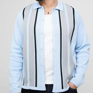 Maglioni in tessuto misto taglie forti alla moda maglieria oversize in ordini all'ingrosso con Cardigan in maglia con Logo personalizzato per uomo - Product Image 1