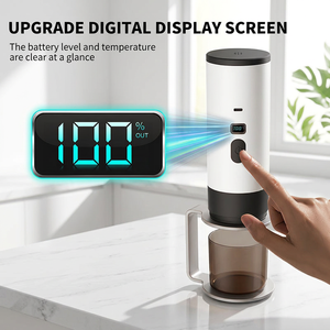 Cafetera portátil con pantalla digital, funciona con batería, diseño compacto para viajes, ligera para uso en exteriores - Product Image 1
