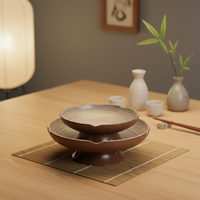 Nouvelle assiette de service en mélamine pour restaurant, à pied, avec impression créative de anneaux annuels