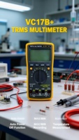 VC17B+ Multimeter Digital-0-1000V DC/0-750V AC Tegangan 0-10A Pengukur Arus Kapasitansi Resistansi Layar 4-Digit