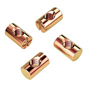 Connecteur de meuble cylindrique à visser, deux-en-un, avec capuchon de vis encastré pour trou horizontal, M6M8, finition zinc, métrique - Product Image 1