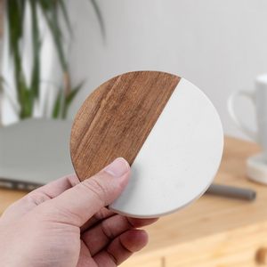 In Stock Custom Logo Engraved Wedding Gifts Stone <b>Coasters</b> Marble Acacia <b>Wooden</b> <b>Coaster</b> for Drinks Cup Holders Marble <b>Coaster</b> - Product Image 6