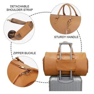 Luxo PU viagem mala saco personalizado couro tote bag viajando duffle bag
