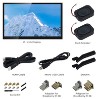 RPI 4 Model B 10.1 inç dokunmatik ekran 1024x600 IPS LCD 2 Speackers ekran + tutucu ile ahududu Pi için 3B +/PC/ahududu Pi 4